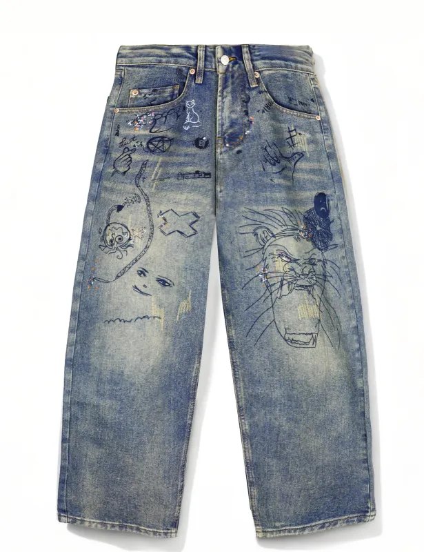 Graffiti-Style Streetwear Jeans sold by Topic Girl