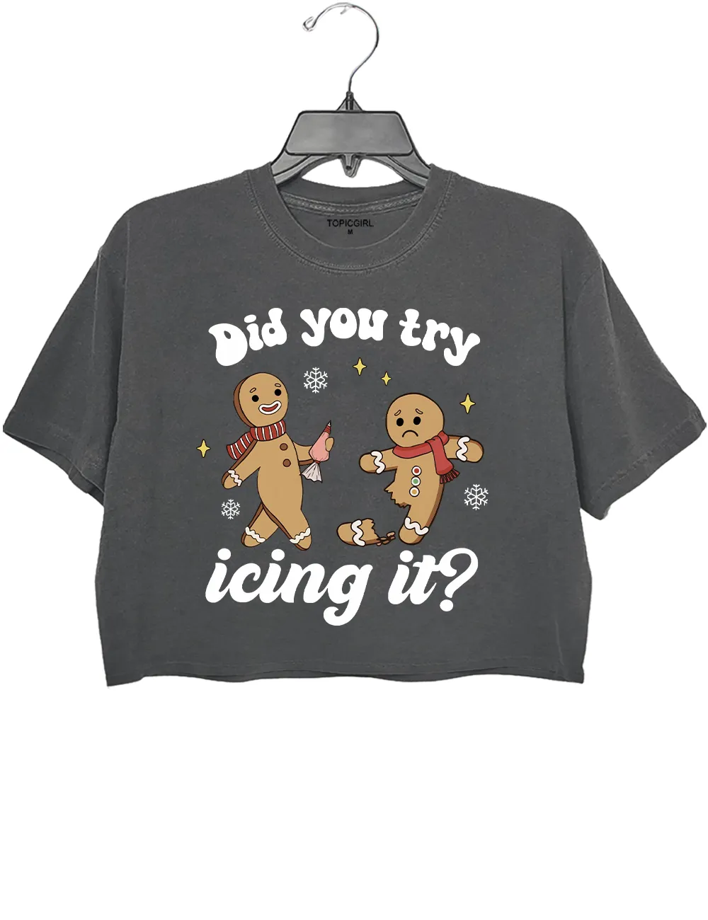 Try lcing it Funny Christmas Crop Top sold by Topic Girl