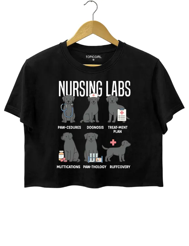 Black Lab Dogs Nursing Labs Crop Top made by Topic Girl