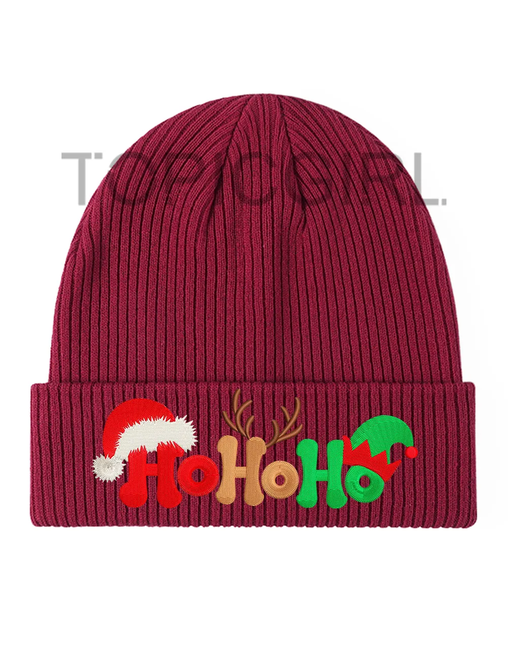 Ho Ho Ho Reindeer Embroidered Beanie sold by Topic Girl
