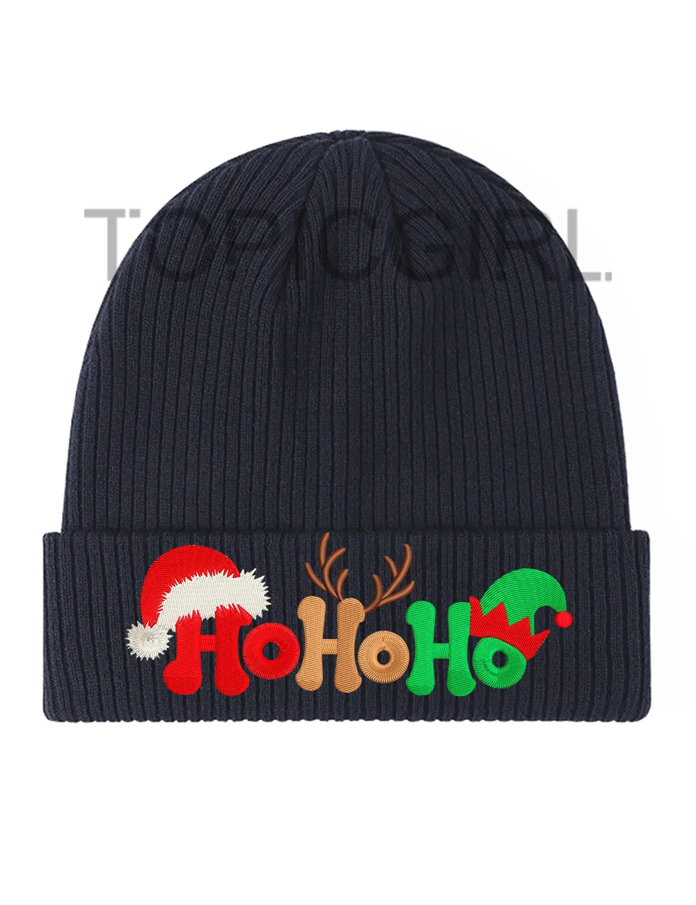 Ho Ho Ho Reindeer Embroidered Beanie sold by Topic Girl product image thumbnail 2