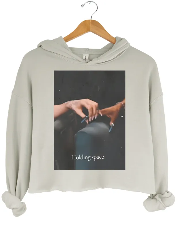 Holding Space Ariana Cynthia Finger Hold Defying Gravity Crop Hoodie sold by Topic Girl