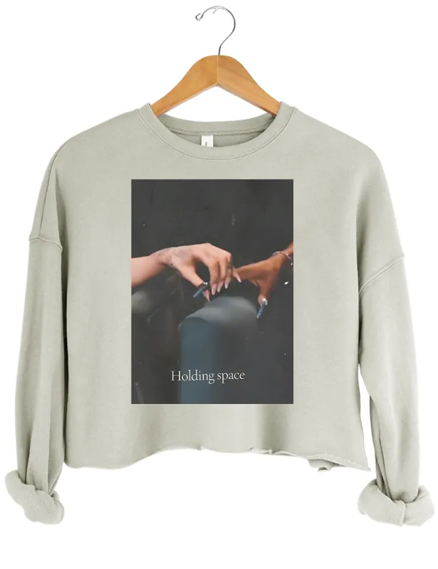Holding Space Ariana Cynthia Finger Hold Defying Gravity Crop Sweatshirt made by Topic Girl