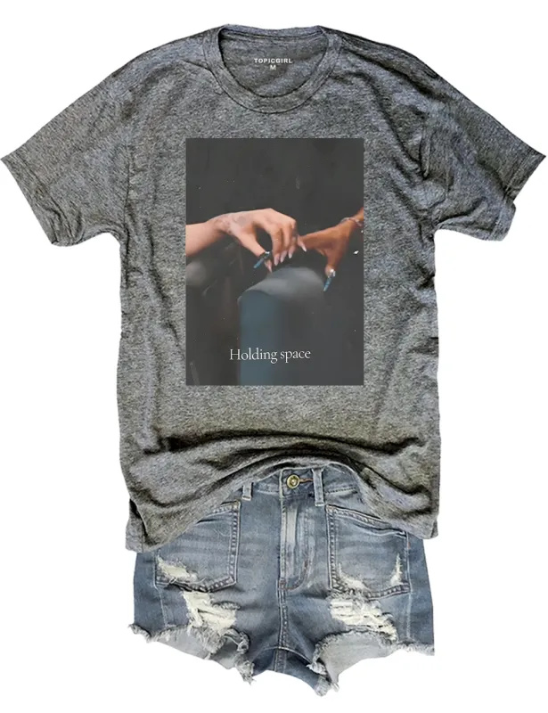 Holding Space Ariana Cynthia Finger Hold Defying Gravity Tee sold by Topic Girl