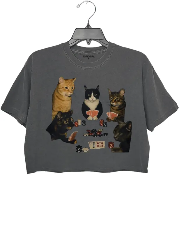 Cats Playing Poker Crop Top made by Topic Girl