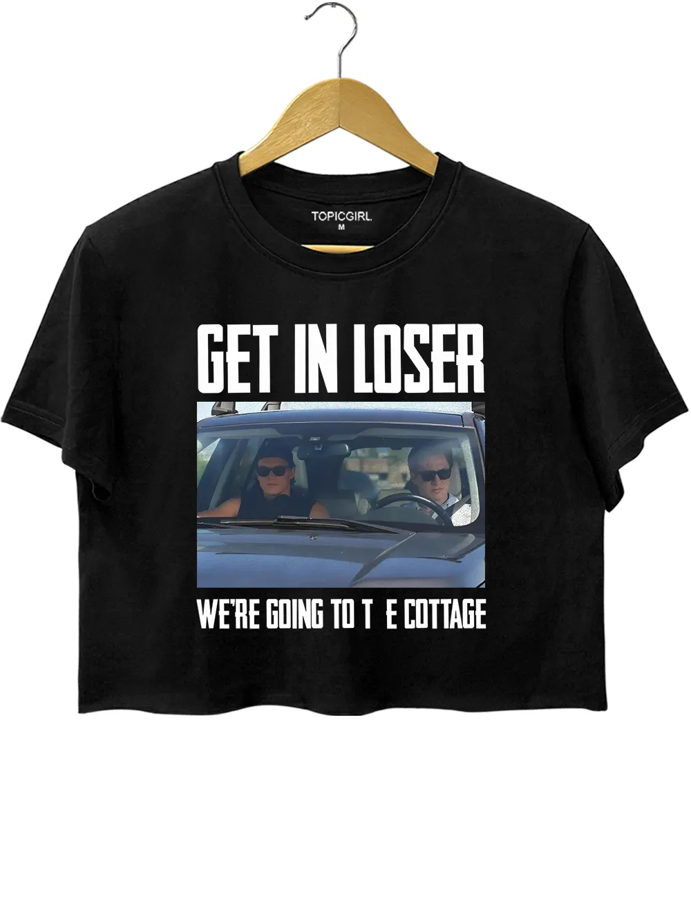 Get In Loser We're Going To The Cottage Crop Top sold by Topic Girl product image thumbnail 2