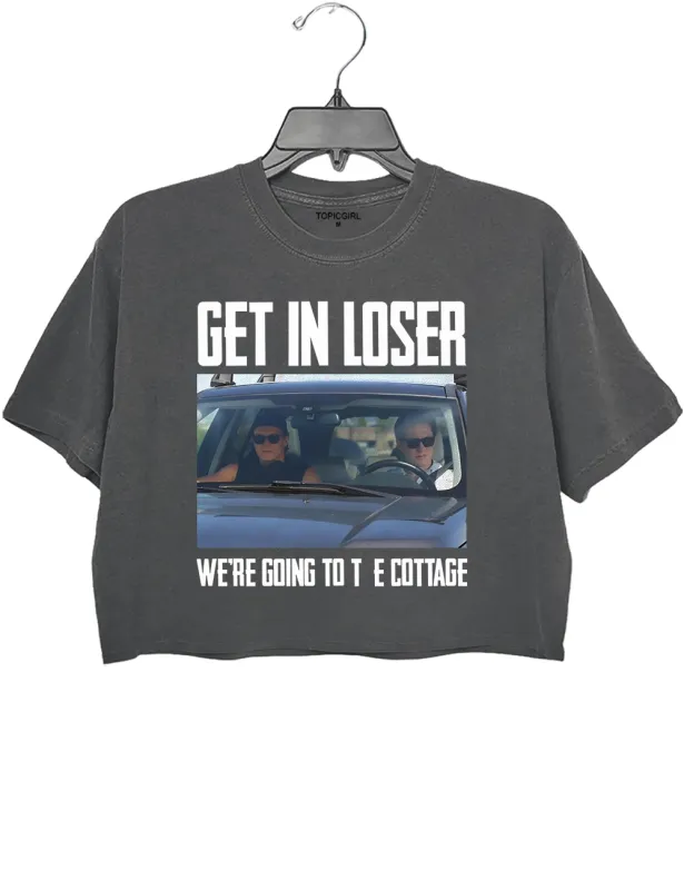 Get In Loser We're Going To The Cottage Crop Top sold by Topic Girl