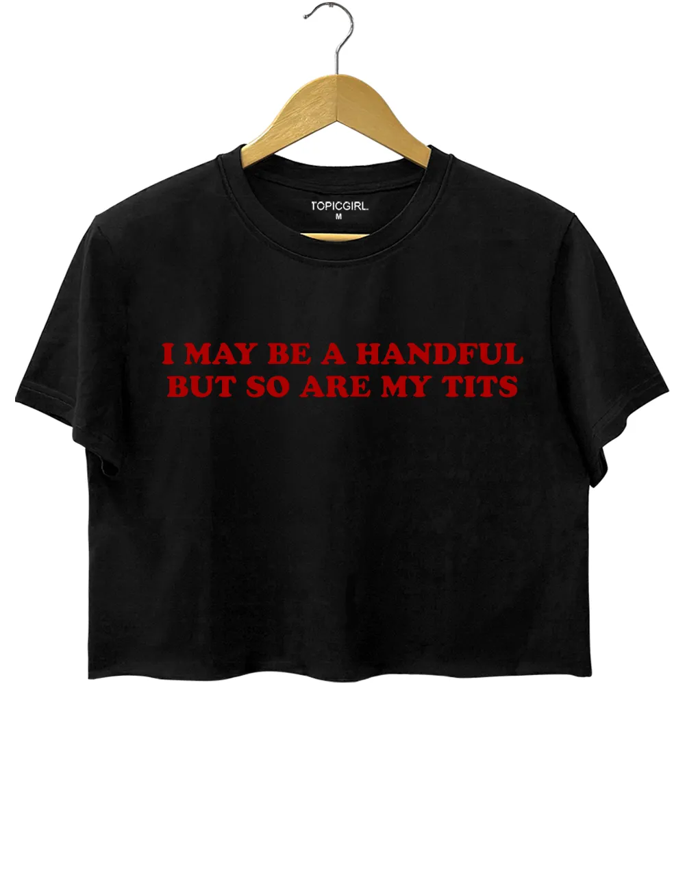 I May Be A Handful But So Are My Tits Crop Top sold by Topic Girl product image thumbnail 3