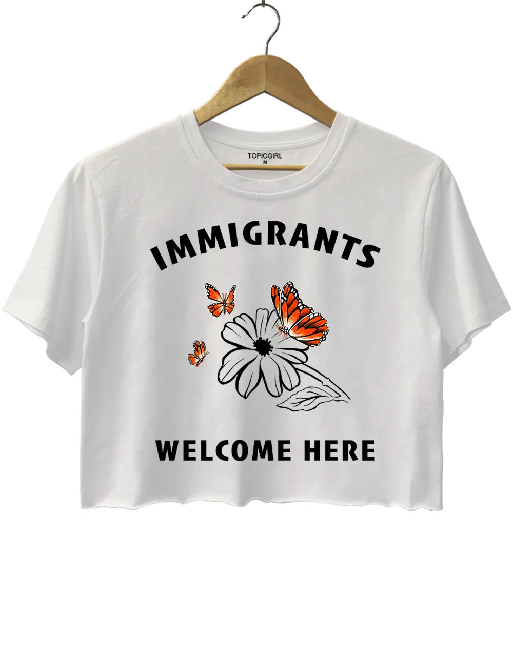 Immigrants Welcome Here Crop Top sold by Topic Girl product image thumbnail 3