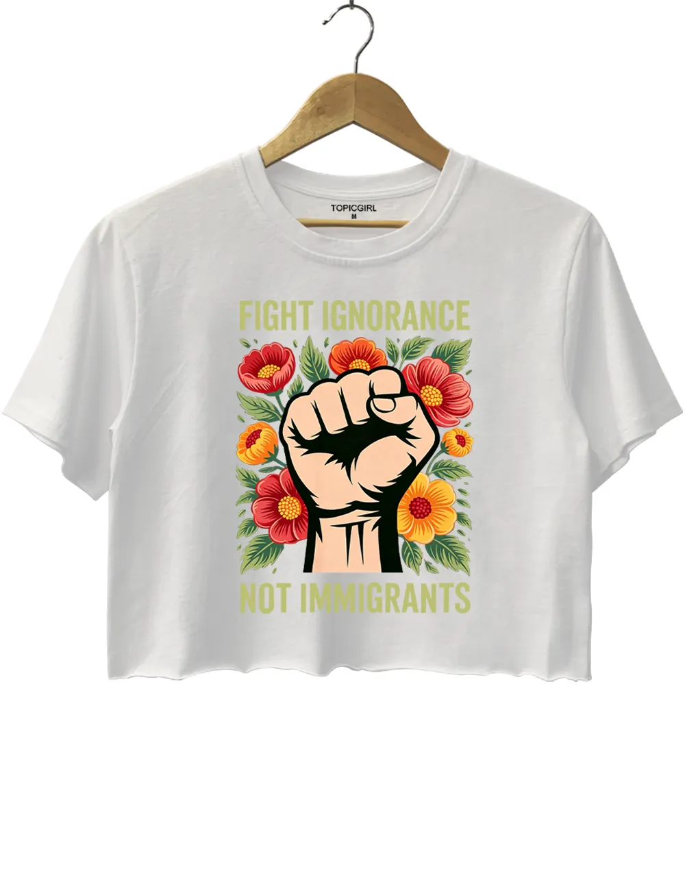 Fight Ignorance Not Immigrants Crop Top sold by Topic Girl product image thumbnail 3