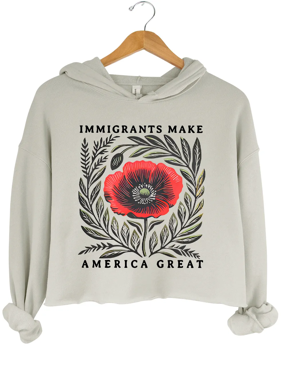 Immigrants Make America Great Crop Hoodie sold by Topic Girl