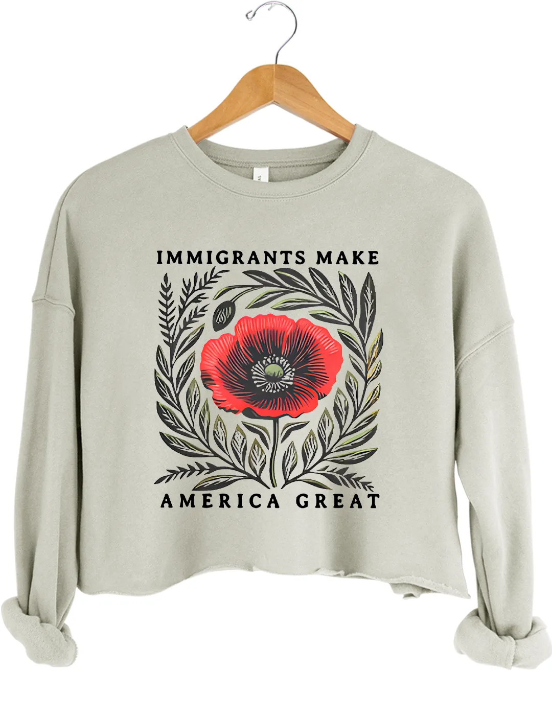 Immigrants Make America Great Crop Sweatshirt sold by Topic Girl