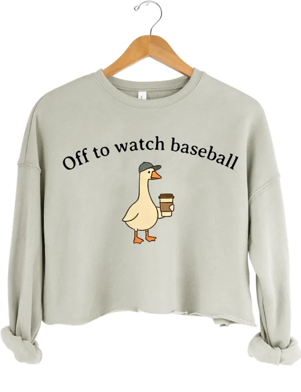Off To Watch Baseball Crop Sweatshirt made by Topic Girl
