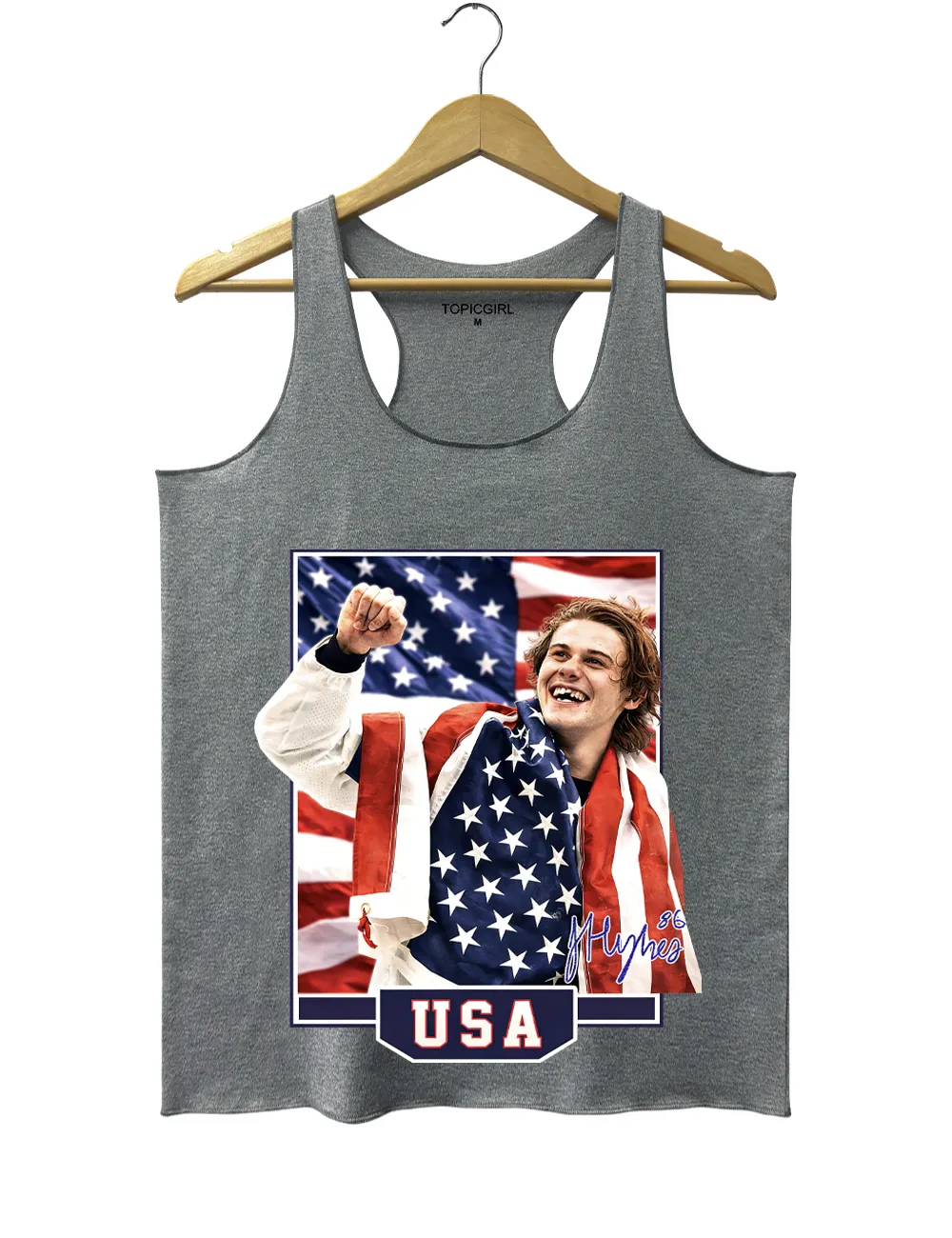 Jack Hughes USA Hockey Tank Top sold by Topic Girl product image thumbnail 3