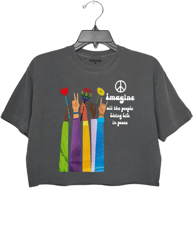 Imagine All The People Living Life In Peace Beatles Crop Top made by Topic Girl