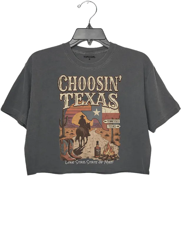 Vintage Ella Choosin' Texas Crop Top made by Topic Girl