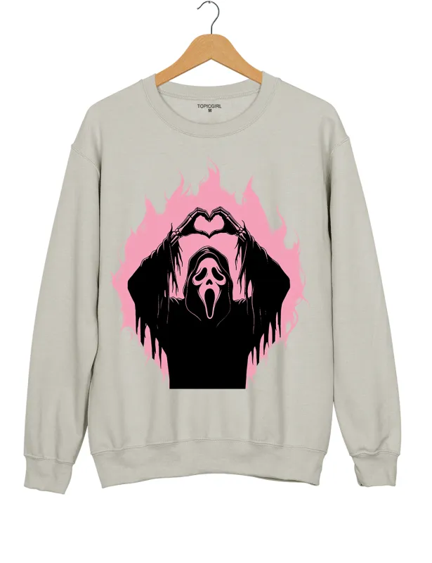 Funny Ghostface Scary Movie Heart Hands Sweatshirt made by Topic Girl