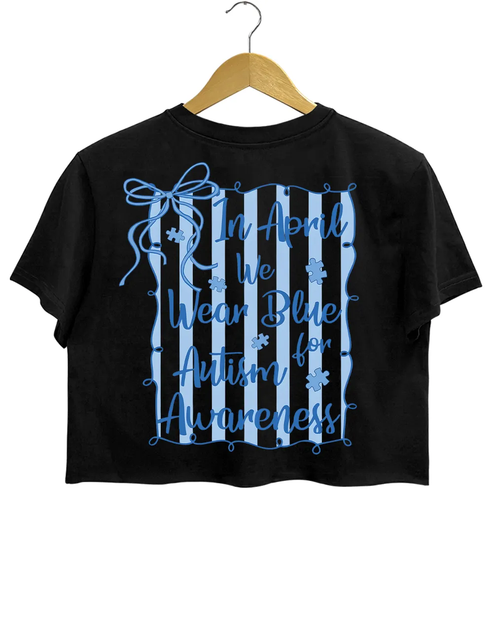 In April We Wear Blue Autism Crop Top sold by Topic Girl product image thumbnail 4