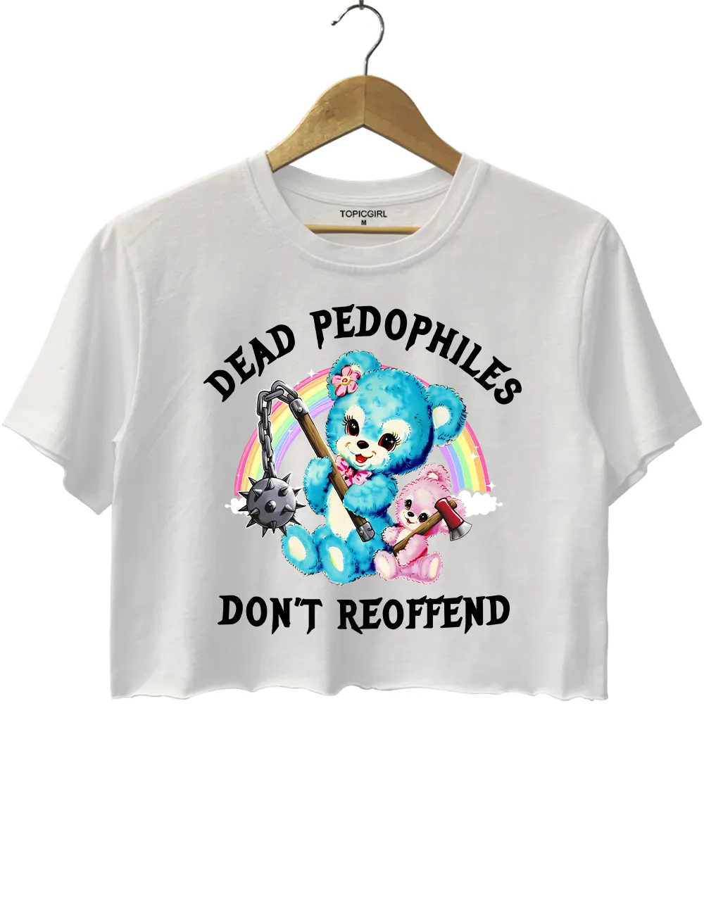 Dead Pedophiles Don't Reoffend Crop Top sold by Topic Girl product image thumbnail 2