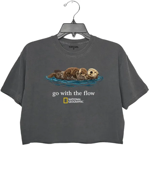 Go With The Flow Otter Nature Graphic Crop Top made by Topic Girl