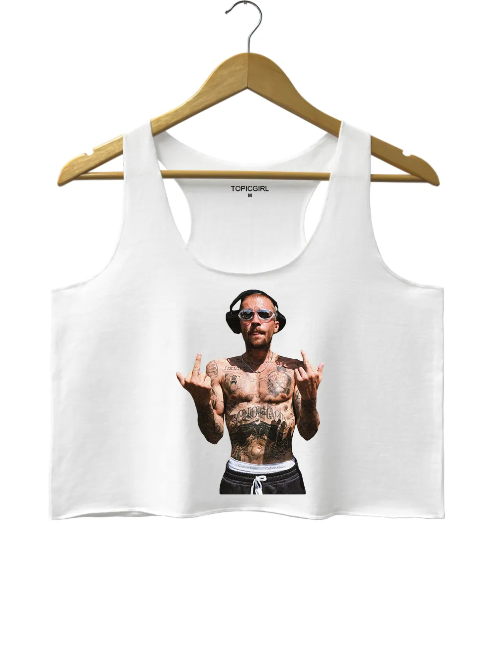 Justin Bieber Middle Finger Crop Tank Top sold by Topic Girl product image thumbnail 2