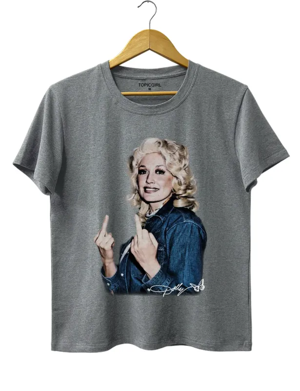 Vintage Dolly Parton Middle Finger Graphic Tee made by Topic Girl