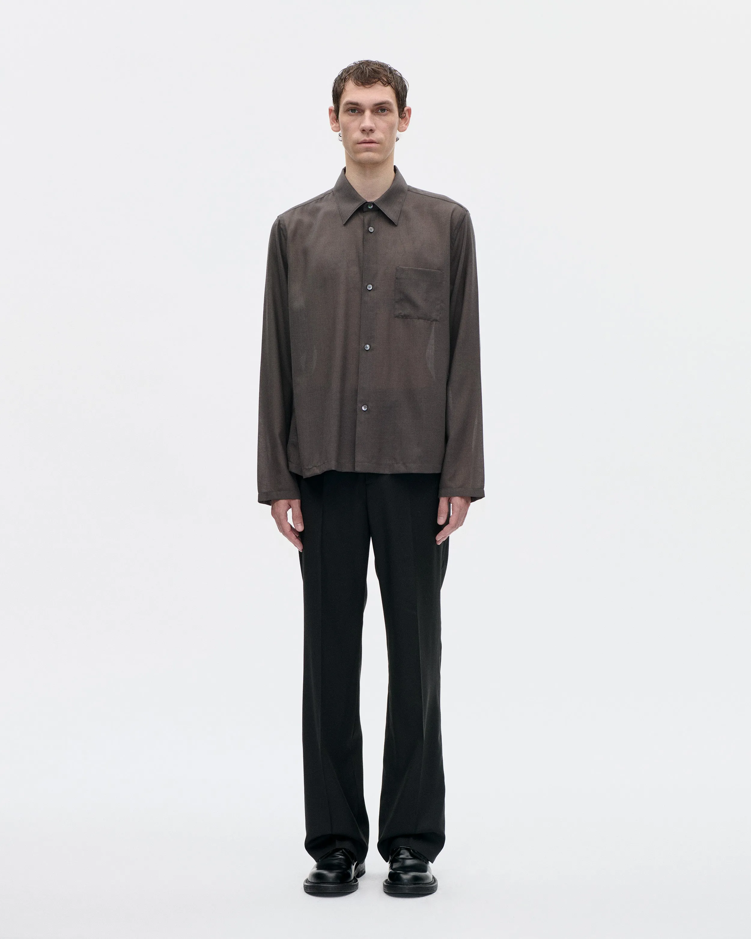 Cordial Shirt 120s Merino 084 Peat sold by Berner Kuhl