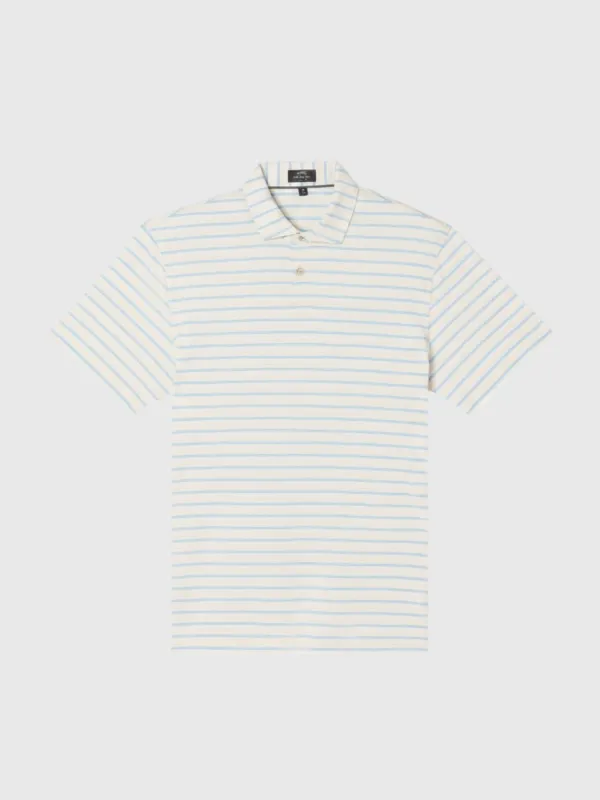 Sun Day Red Men's Refined Coastal Stripe Polo made by Saint Bernard
