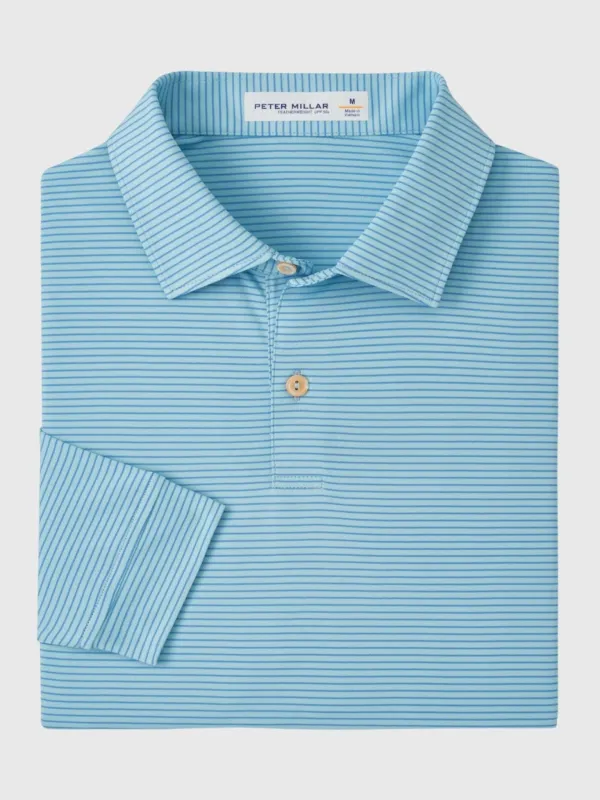 Peter Millar Crown Sport Men's Featherweight Stripe Long-Sleeve Performance Polo sold by Saint Bernard