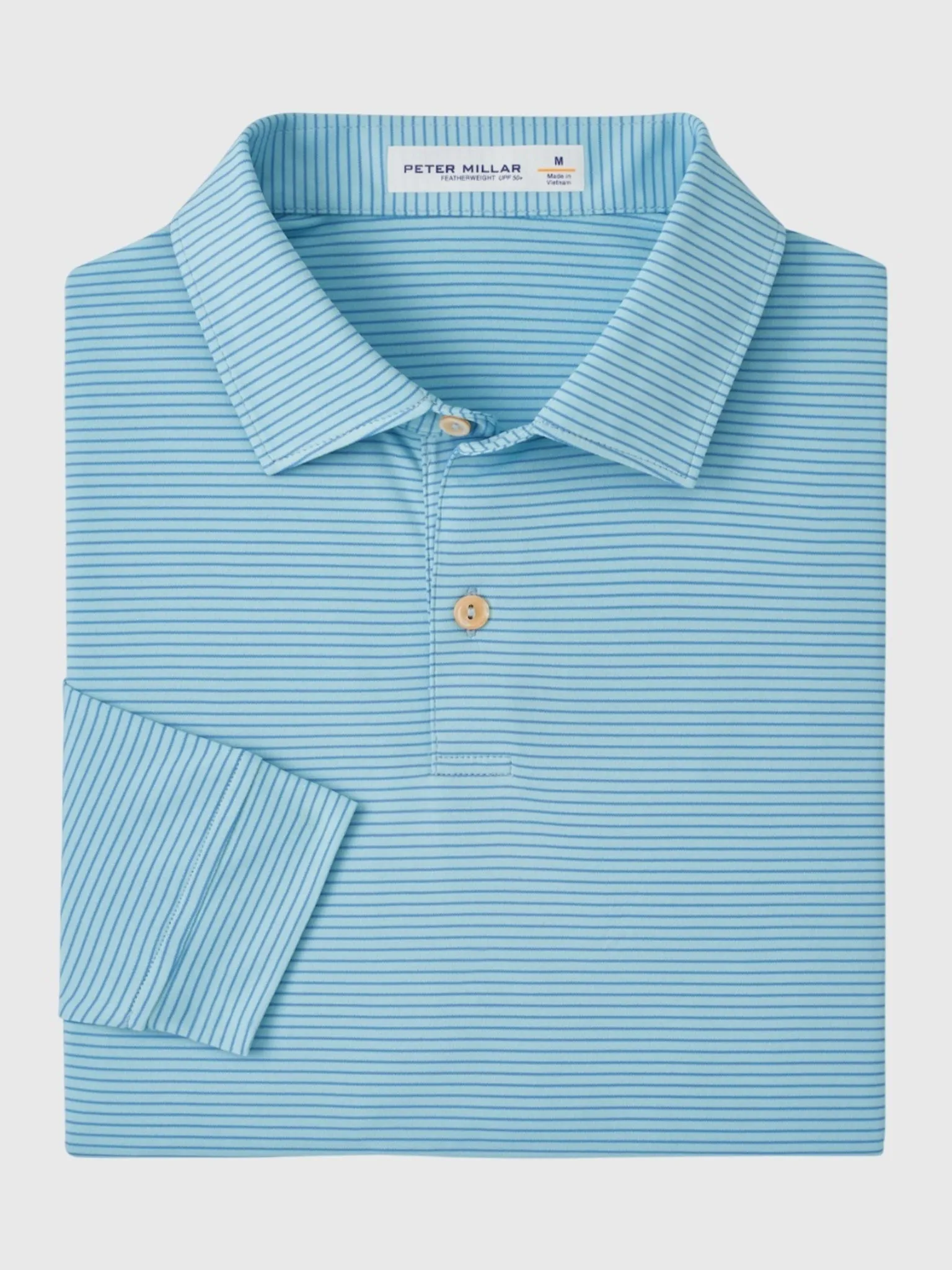 Peter Millar Crown Sport Men's Featherweight Stripe Long-Sleeve Performance Polo sold by Saint Bernard