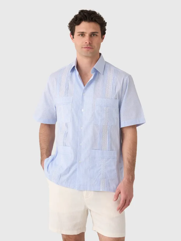 Centuria Men's Short Sleeve Cotton Check Guayabera Shirt made by Saint Bernard