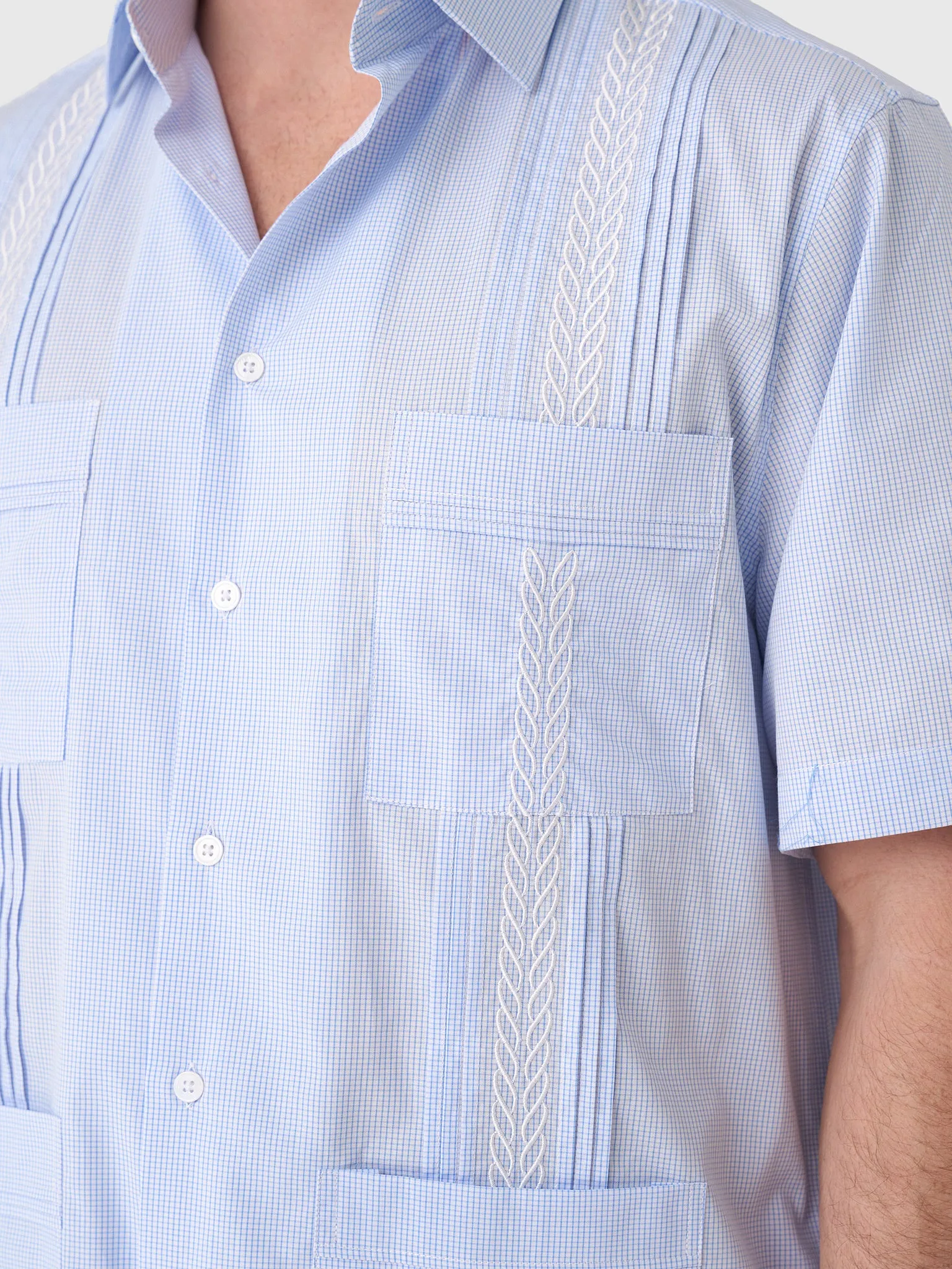 Centuria Men's Short Sleeve Cotton Check Guayabera Shirt sold by Saint Bernard product image thumbnail 5