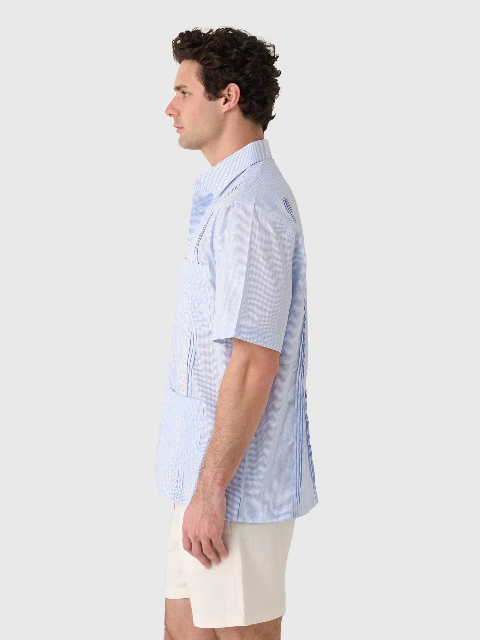 Centuria Men's Short Sleeve Cotton Check Guayabera Shirt sold by Saint Bernard product image thumbnail 3