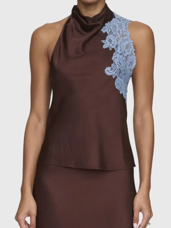 ALC Women's Rose Satin & Lace Top sold by Saint Bernard