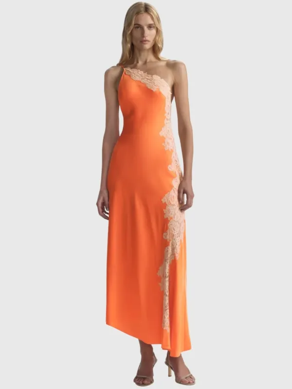 ALC Women's Lou Satin & Lace Midi Dress made by Saint Bernard