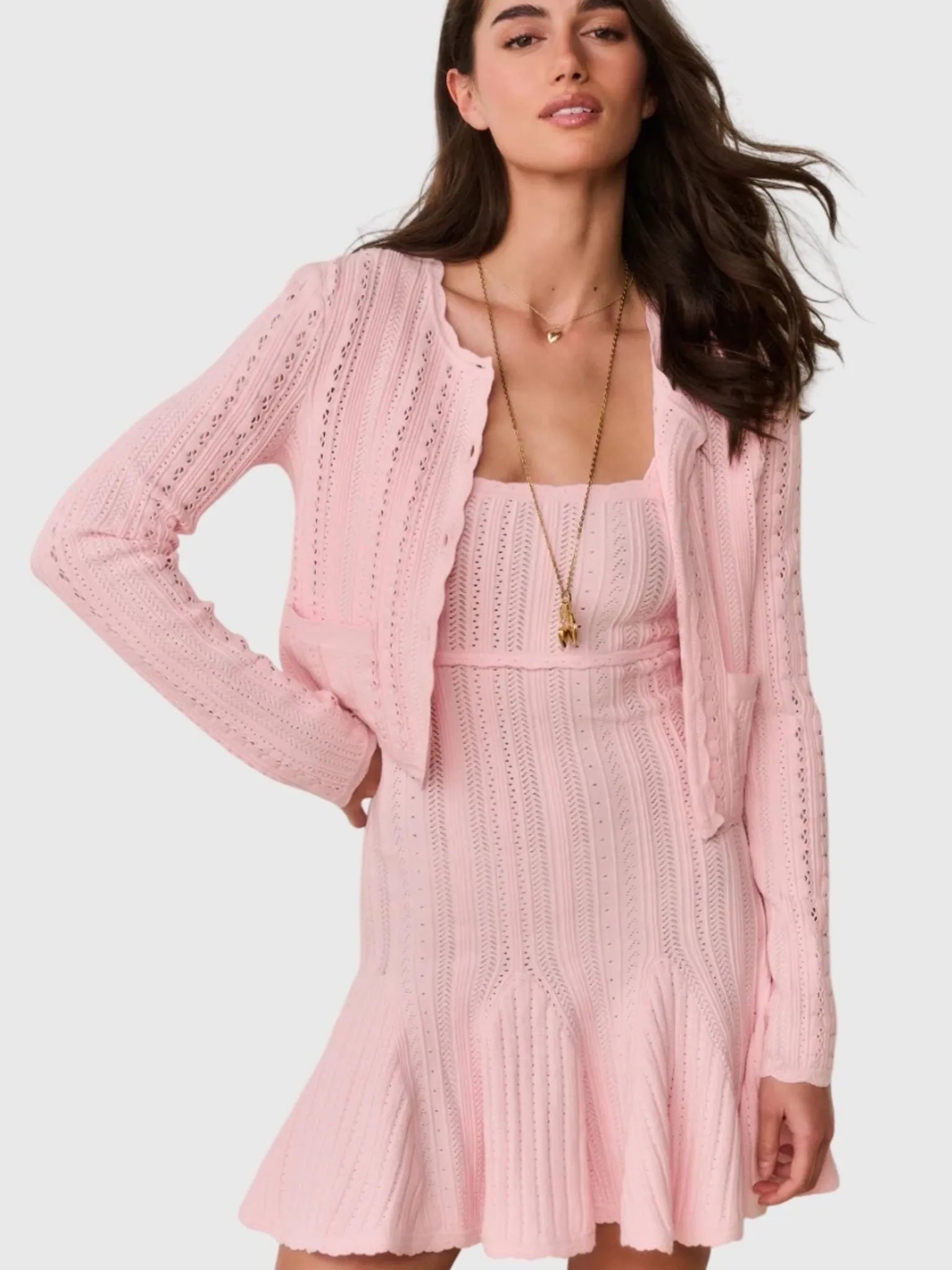 LoveShackFancy Women's Peridot Stretch Pointelle Cardigan sold by Saint Bernard