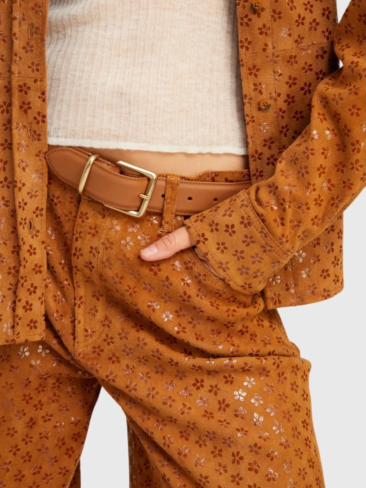 SPRWMN Women's Suede 5 Pocket Wide Leg Pant sold by Saint Bernard product image thumbnail 2