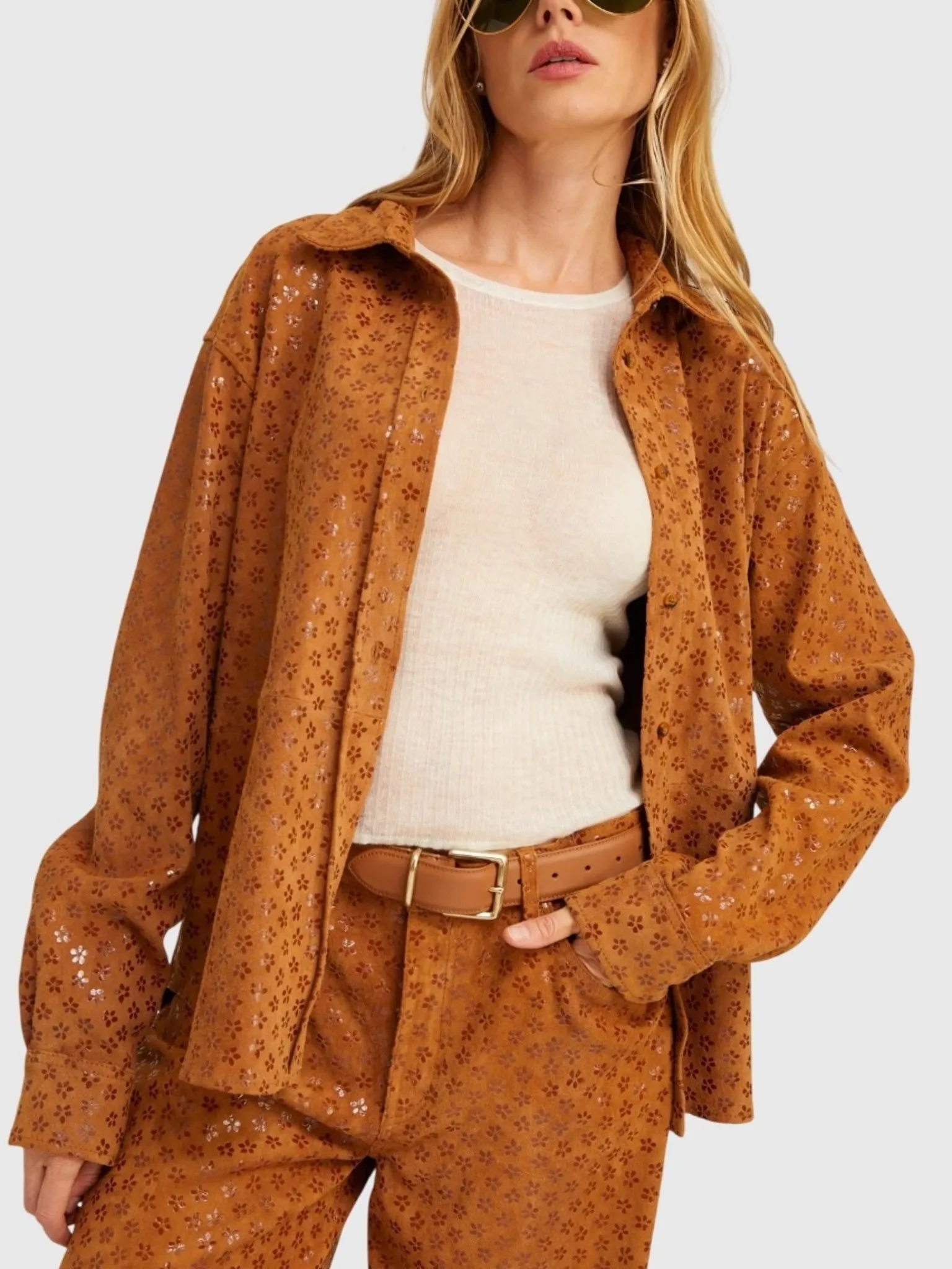 SPRWMN Women's Suede Elise Button-Down Shirt sold by Saint Bernard