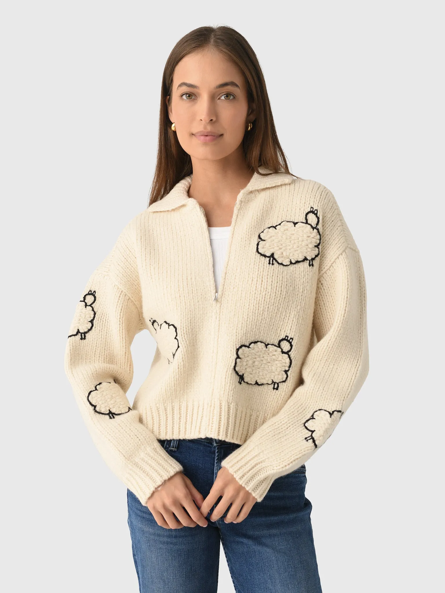 Mother Women's The Crop Raquette Cardigan sold by Saint Bernard