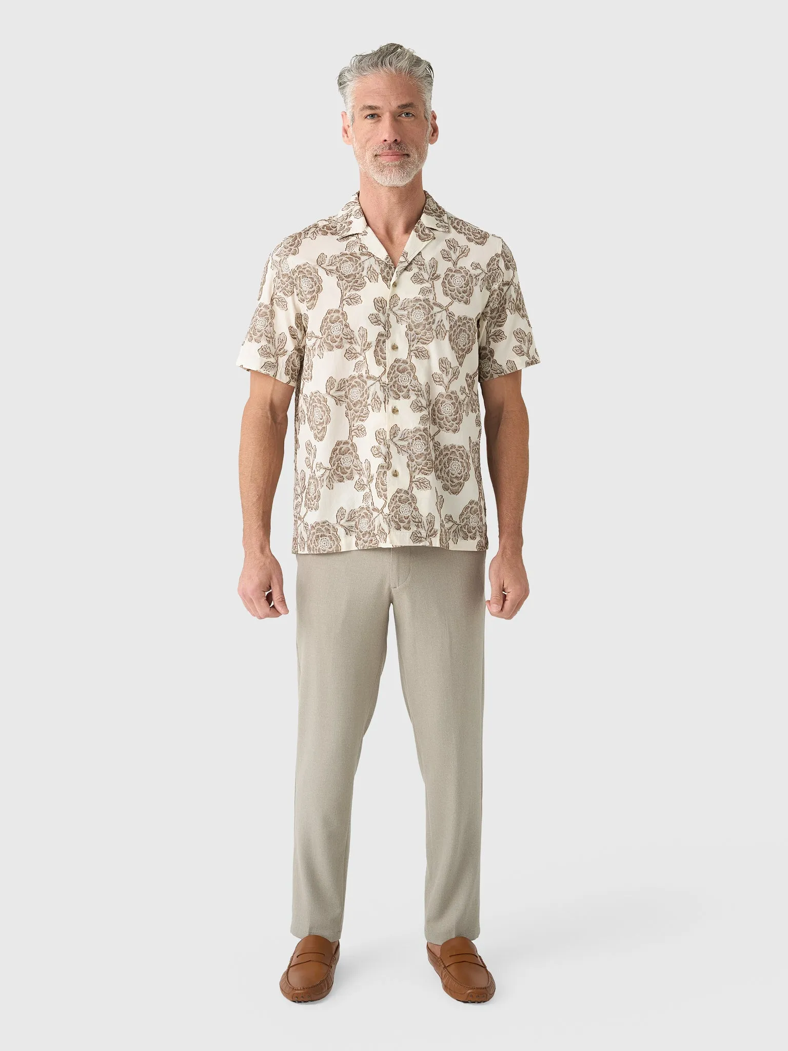 Les Deux Men's Lesley Flower Jacquard Short-Sleeve Shirt sold by Saint Bernard product image thumbnail 2