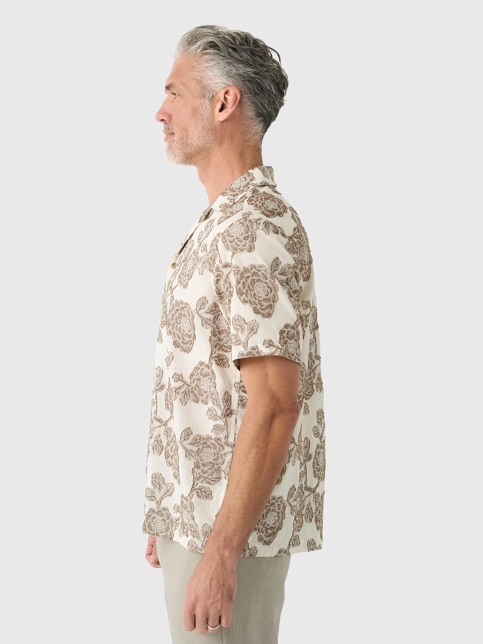 Les Deux Men's Lesley Flower Jacquard Short-Sleeve Shirt sold by Saint Bernard product image thumbnail 3