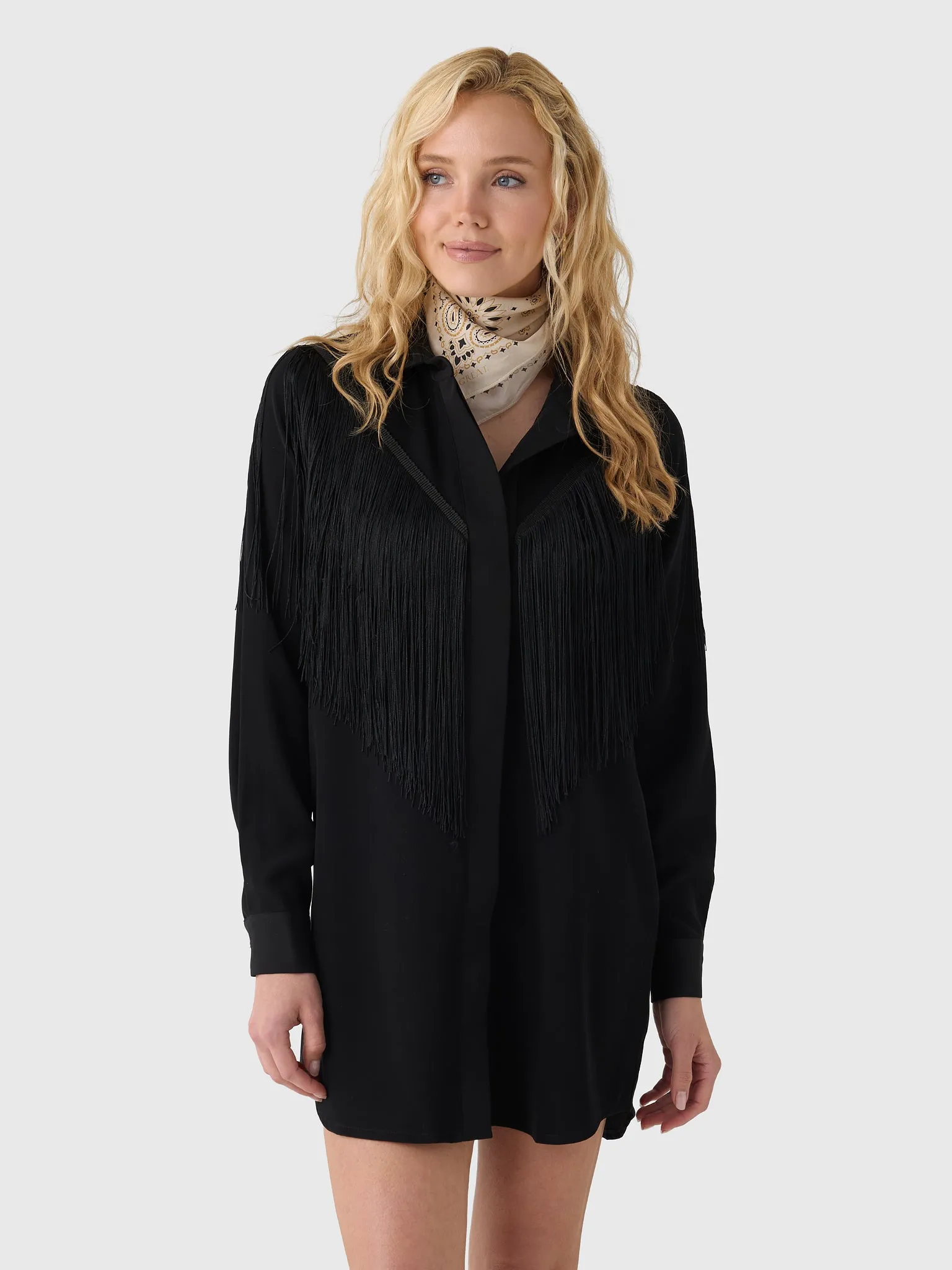 Masons Daughter Women's Dolly Western Fringe Mini Dress sold by Saint Bernard