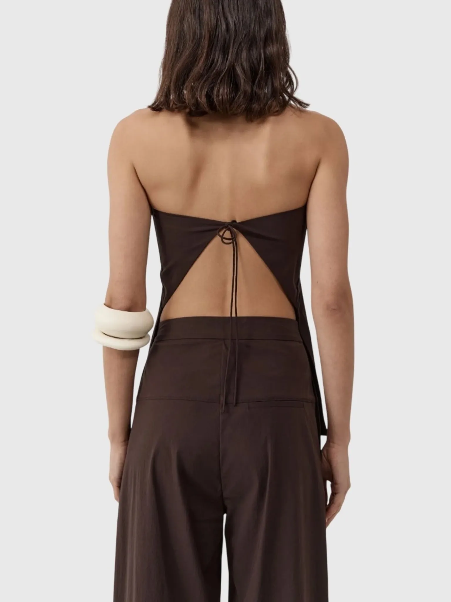 St. Agni Women's Strapless Rouleau Tie Top sold by Saint Bernard product image thumbnail 2