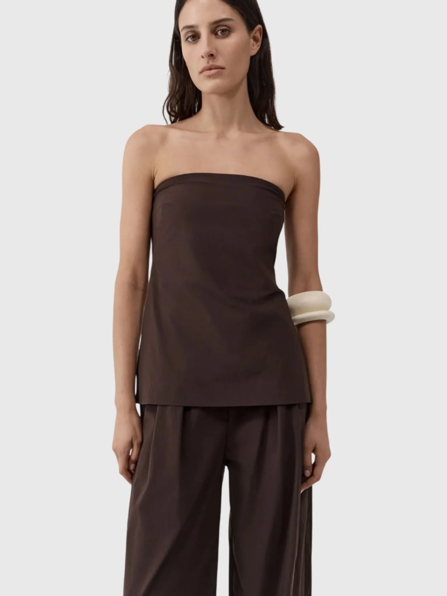 St. Agni Women's Strapless Rouleau Tie Top sold by Saint Bernard