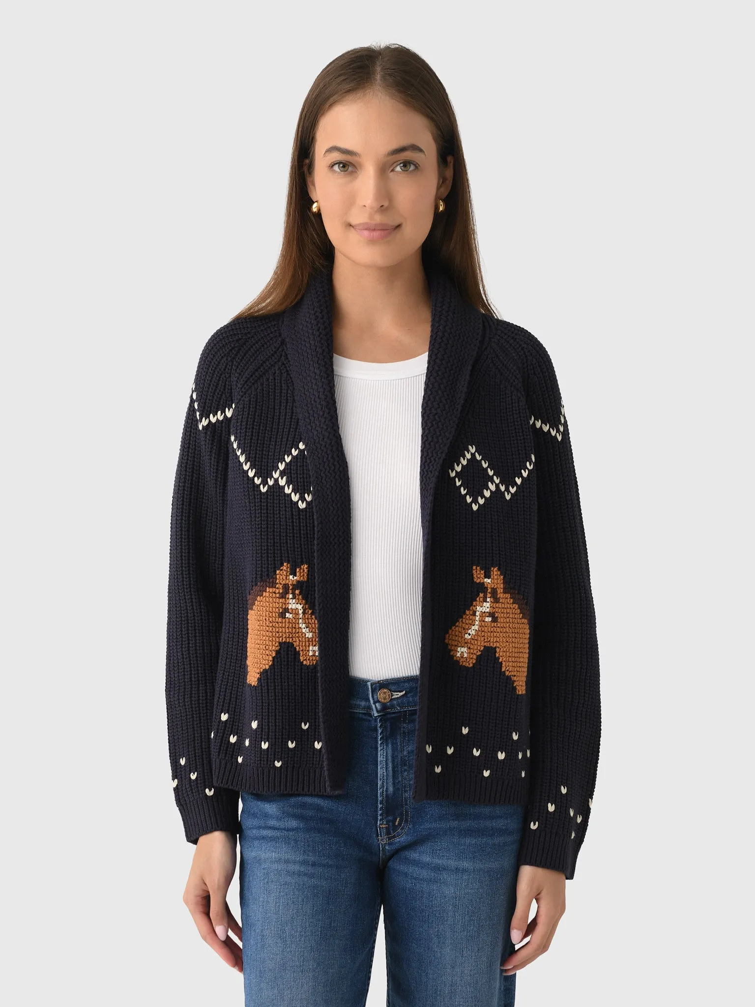 The Great Women's The Horse Lodge Cardigan sold by Saint Bernard