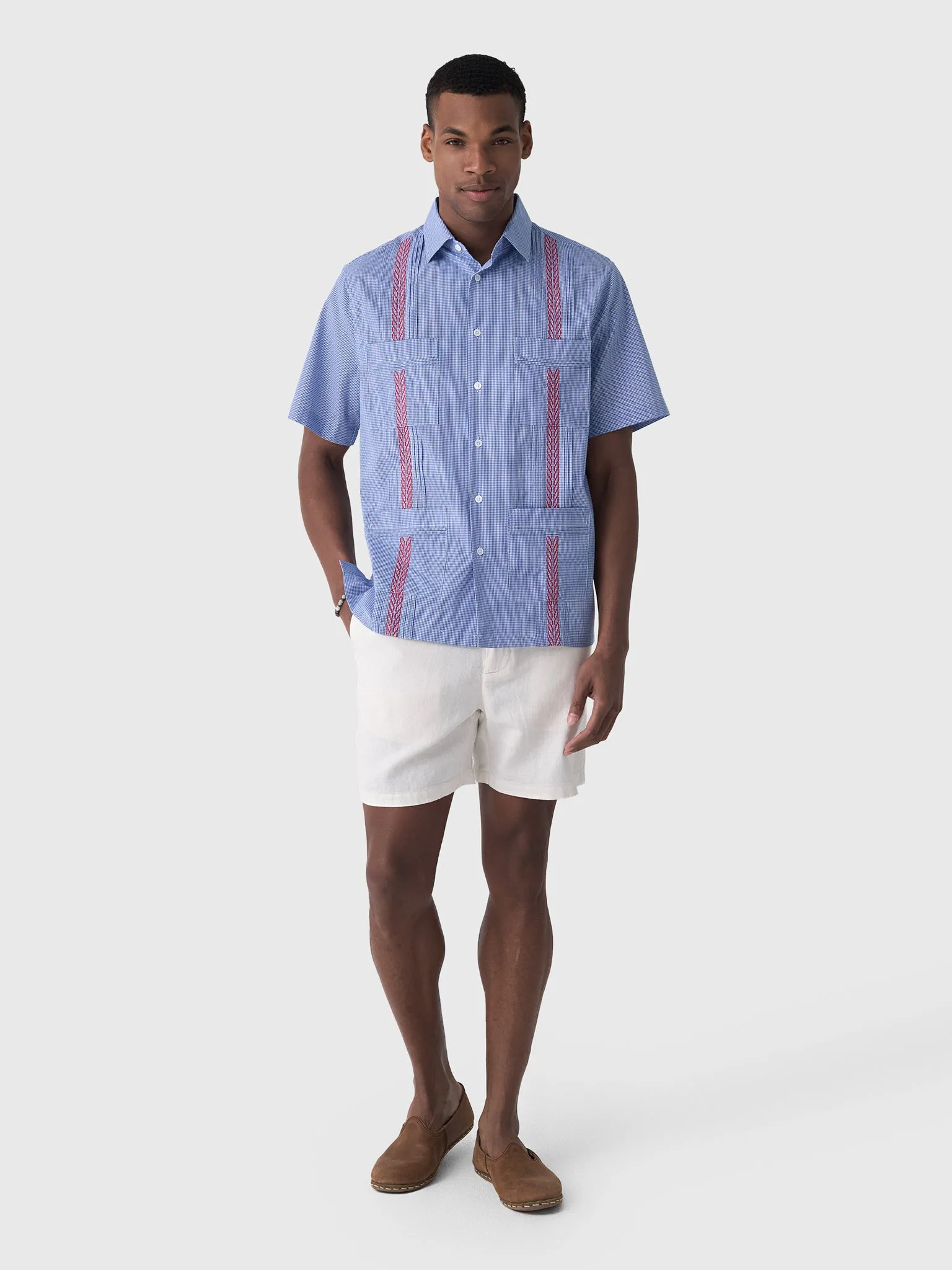 Centuria Men's Short Sleeve Cotton Gingham Guayabera Shirt sold by Saint Bernard product image thumbnail 2