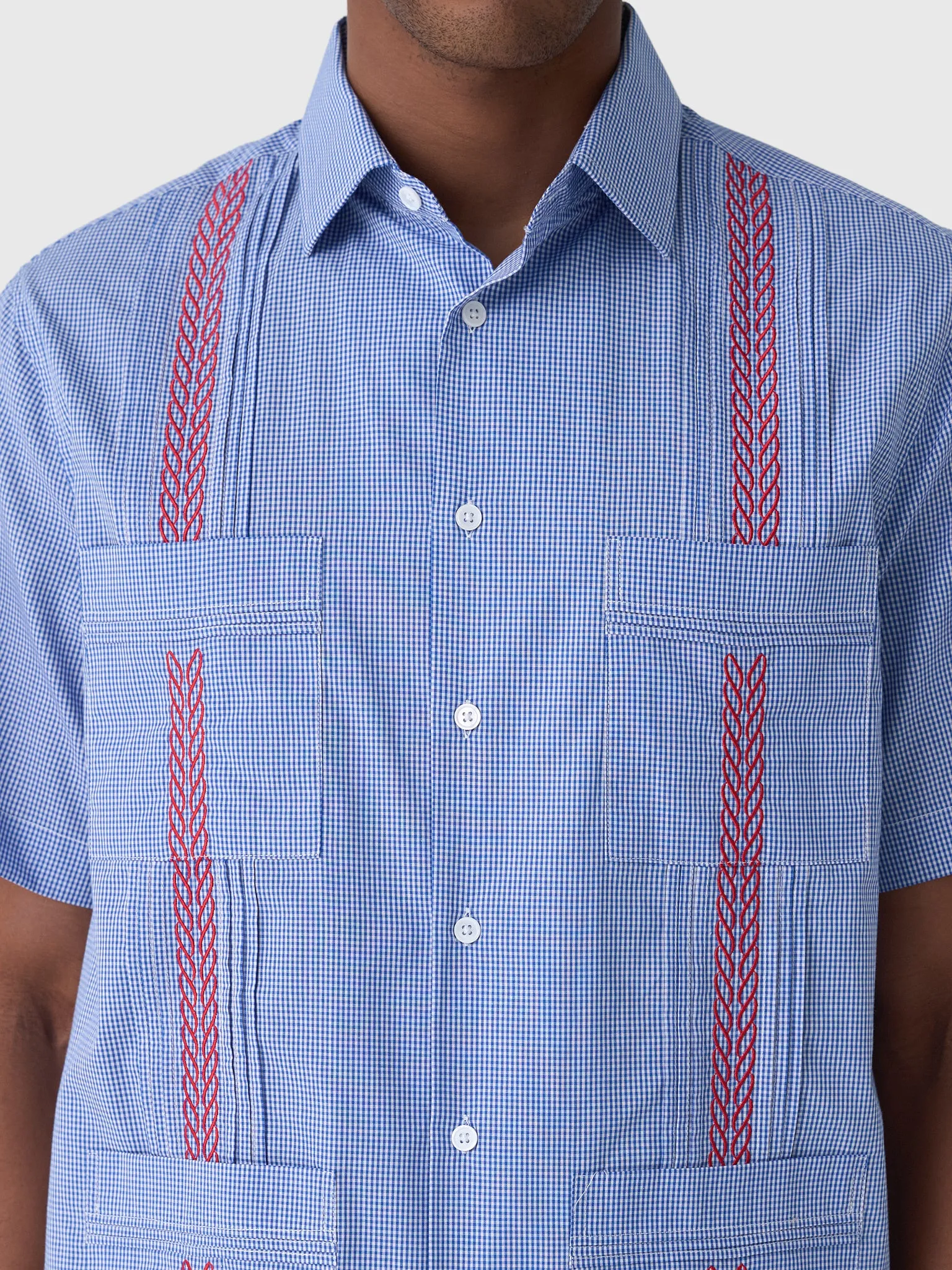 Centuria Men's Short Sleeve Cotton Gingham Guayabera Shirt sold by Saint Bernard product image thumbnail 5
