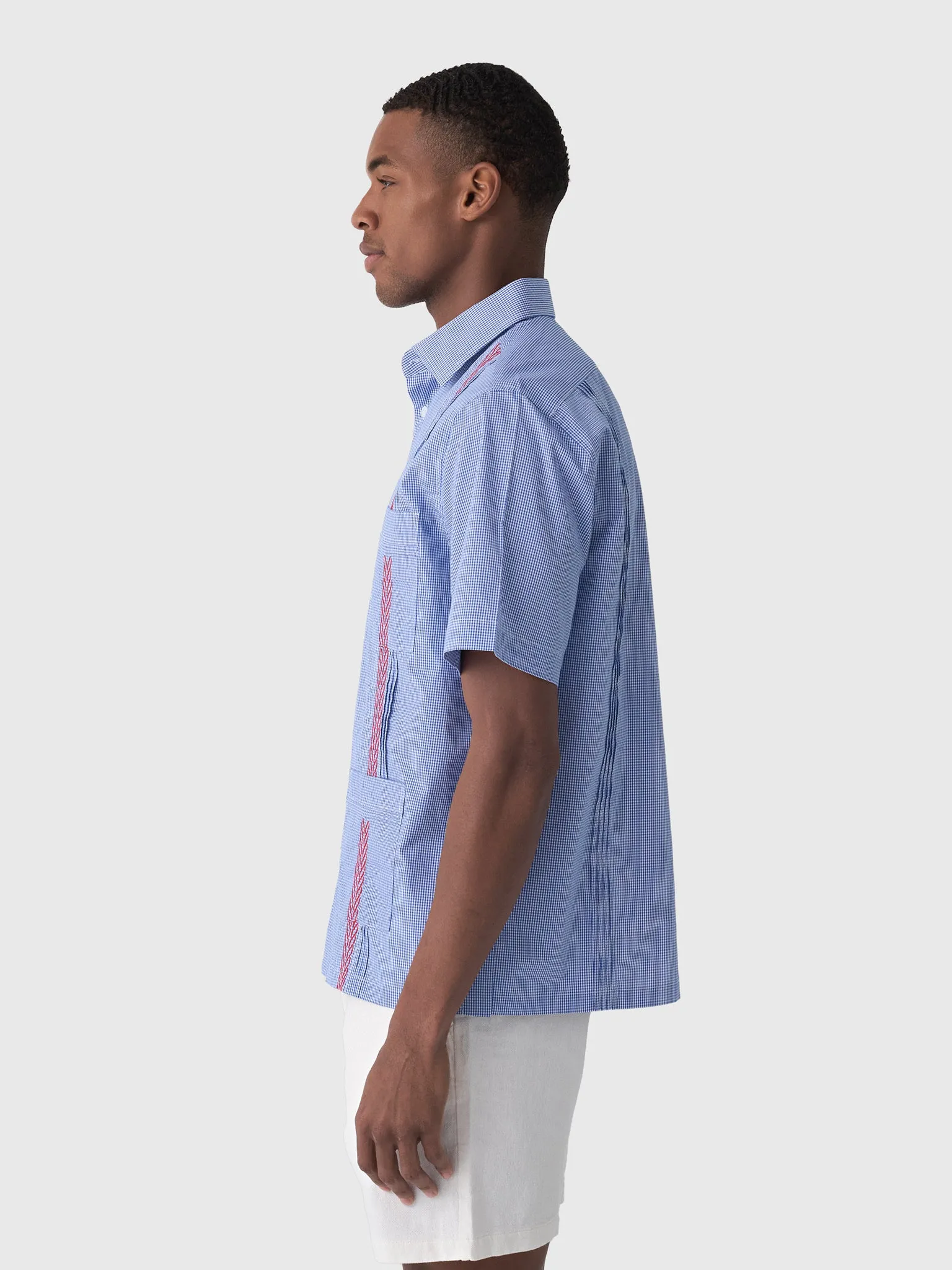 Centuria Men's Short Sleeve Cotton Gingham Guayabera Shirt sold by Saint Bernard product image thumbnail 3