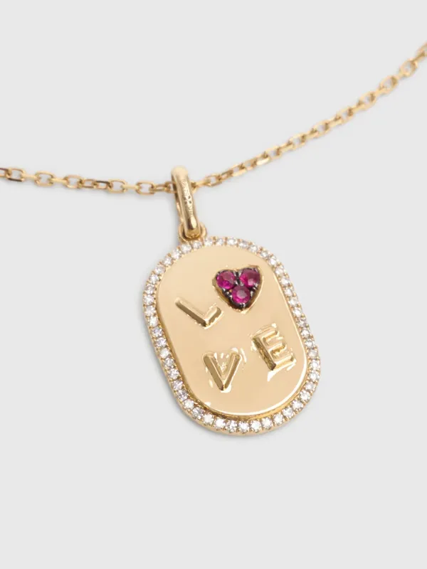 Francie B. Diamond Love Dog Tag Necklace made by Saint Bernard
