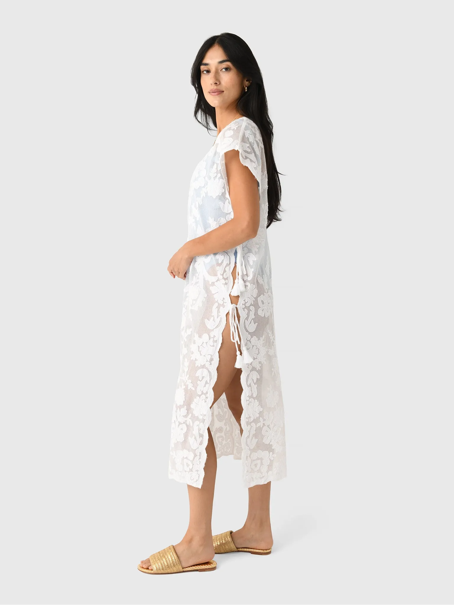 Juliet Dunn Women's Net Narrow Embroidered Poncho sold by Saint Bernard product image thumbnail 3